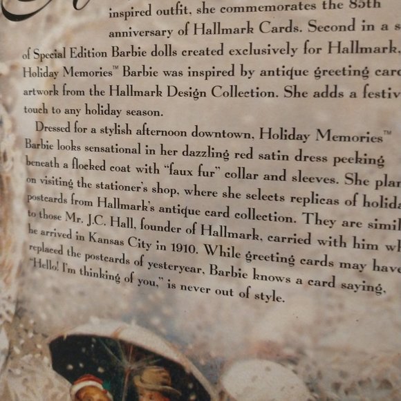 Special Edition Holiday Memories Barbie Doll 1995 - Picture 9 of 11